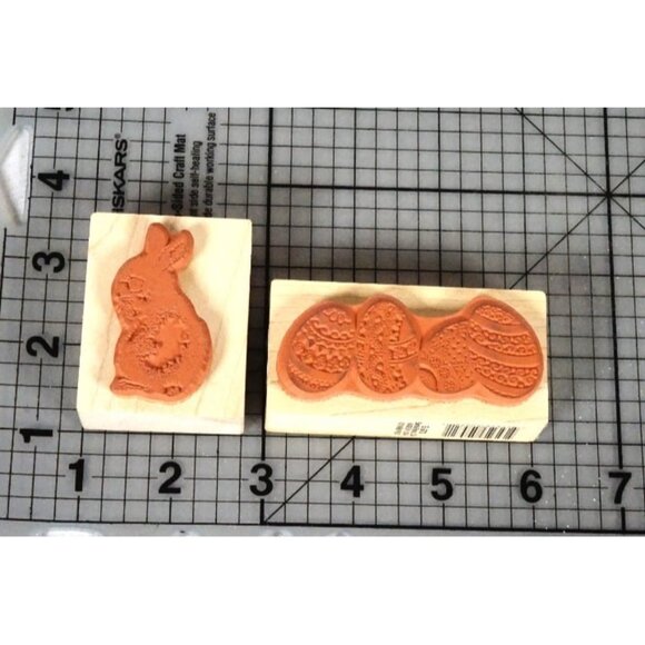 Easter PSX D-1739 Bunny Rabbit & PSX E-573 Egg Cluster Rubber Stamps - Picture 2 of 3